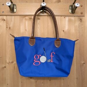 Blue Golf Embroidered Nylon Tote Bag